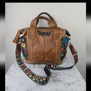 DC Guatemala handbag Ixchel Embroidered Leather Tote Bag